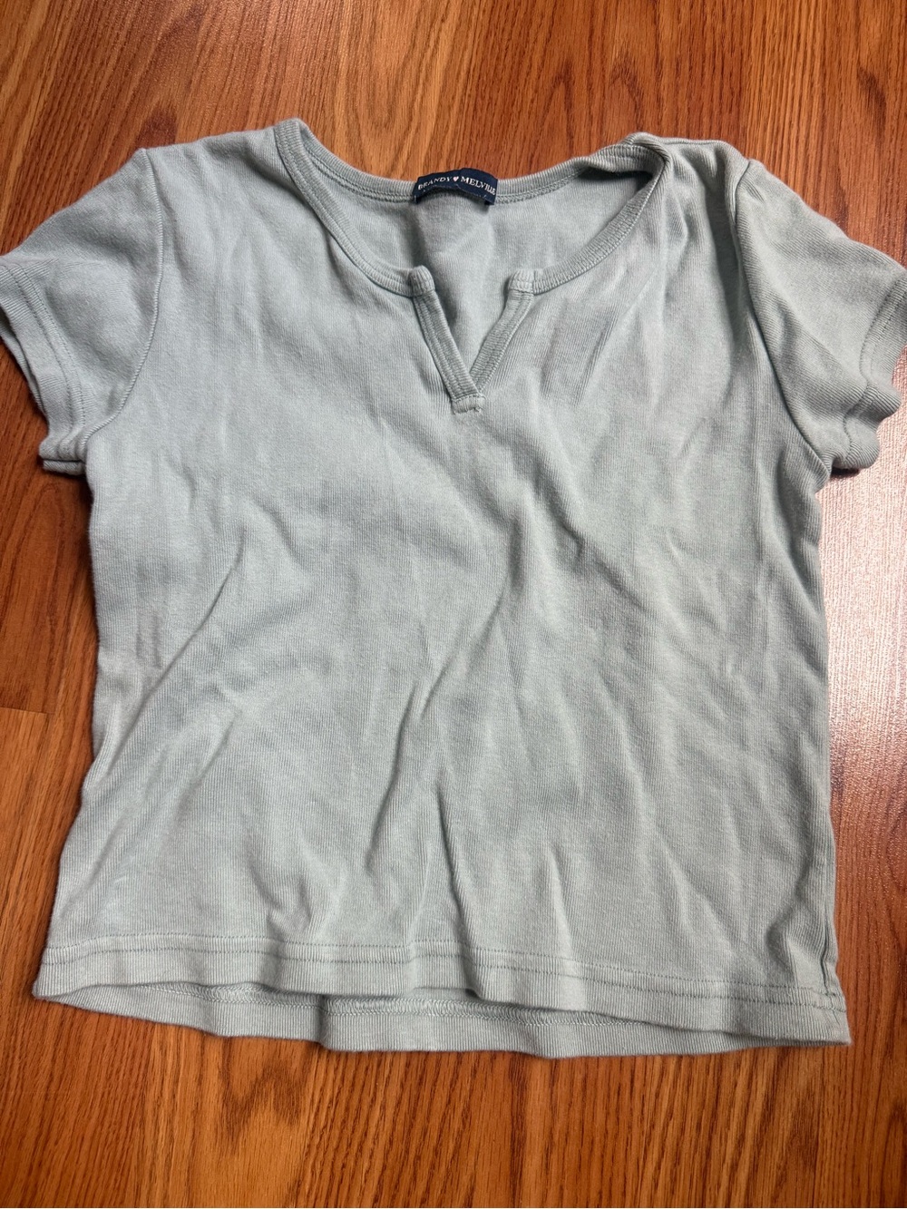 Brandy Sage Green Short Sleeve Notch-Neck Tee